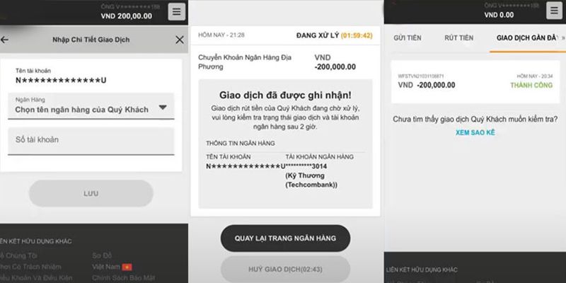 Rút tiền qua tài khoản ngân hàng đơn giản