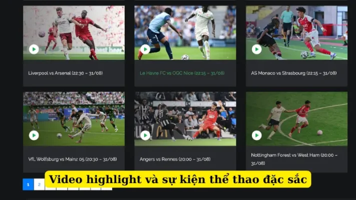 Video highlight và sự kiện thể thao đặc sắc